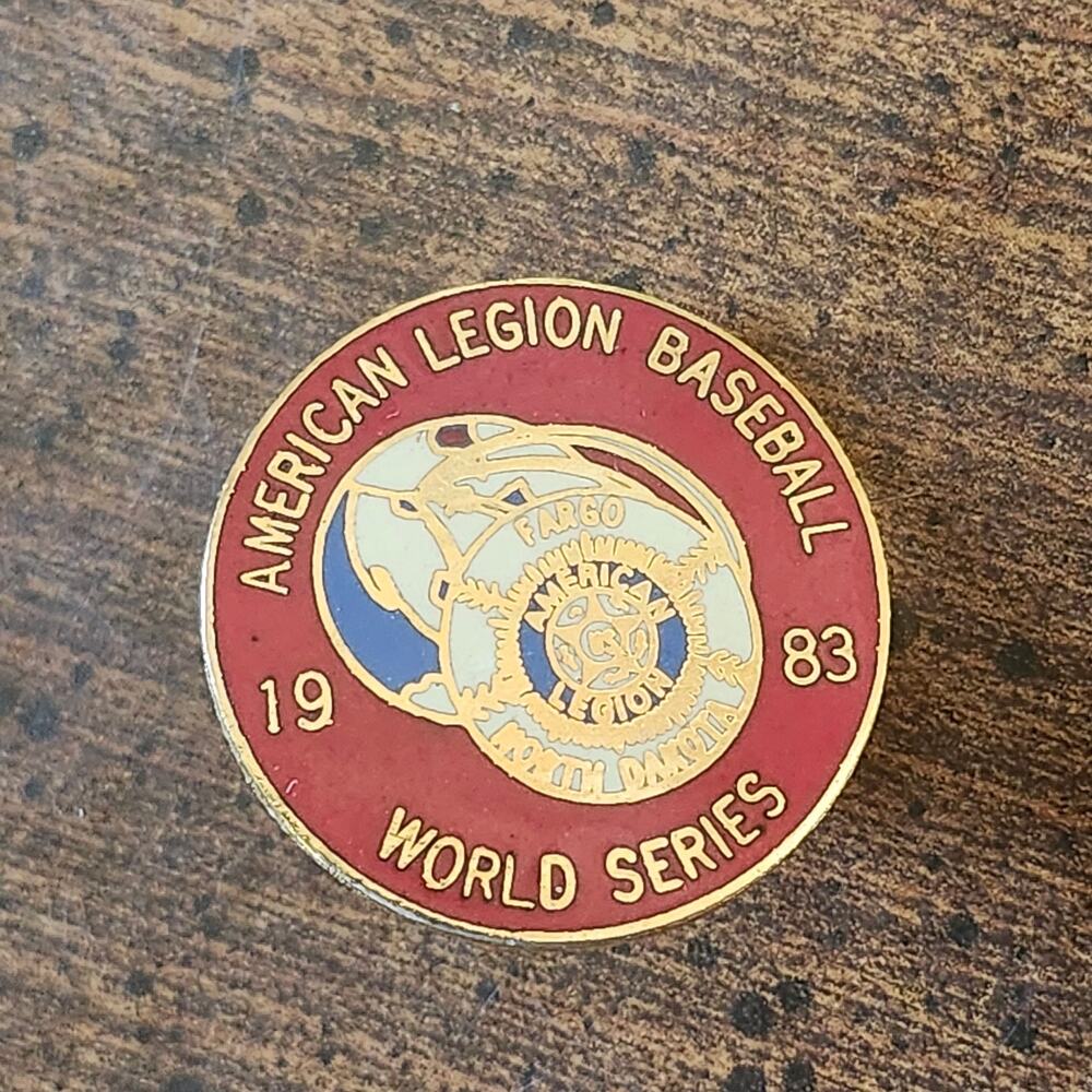 1983 Fargo ND American Legion Baseball World Series Enamel Lapel Hat Pin Vintage